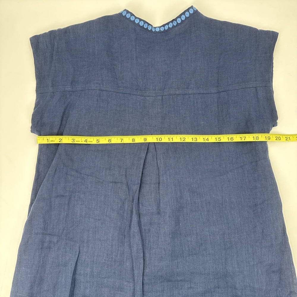 Johnny Was Biya‎ Embroidered Dress Womens XS Blue Linen - Picture 7 of 7